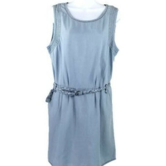 Bootheel Trading Co Cheryl Crow Blue Sleeveless Belted Denim Dress Womens Large - Picture 11 of 11